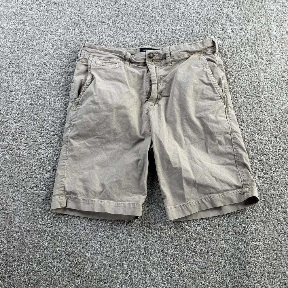 American Eagle Outfitters Chino Shorts Mens 30 Beige Extreme Flex Slim Fit